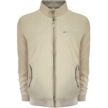(2XL, Stone) Lambretta Mens Target Logo Shower Resistant Casual Retro Harrington Jacket Coat