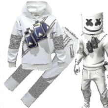 (130 6-7 Years, U) Kids Boys Girls Marshmello Dj Led Mask Hoodie Cosplay Costume Party