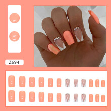 (Jelly Glue Model) Faux Ongles Orange Flexibles & Durables