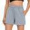 Women's  drawstring pocket athletic shorts, comfortable-Blue M 3