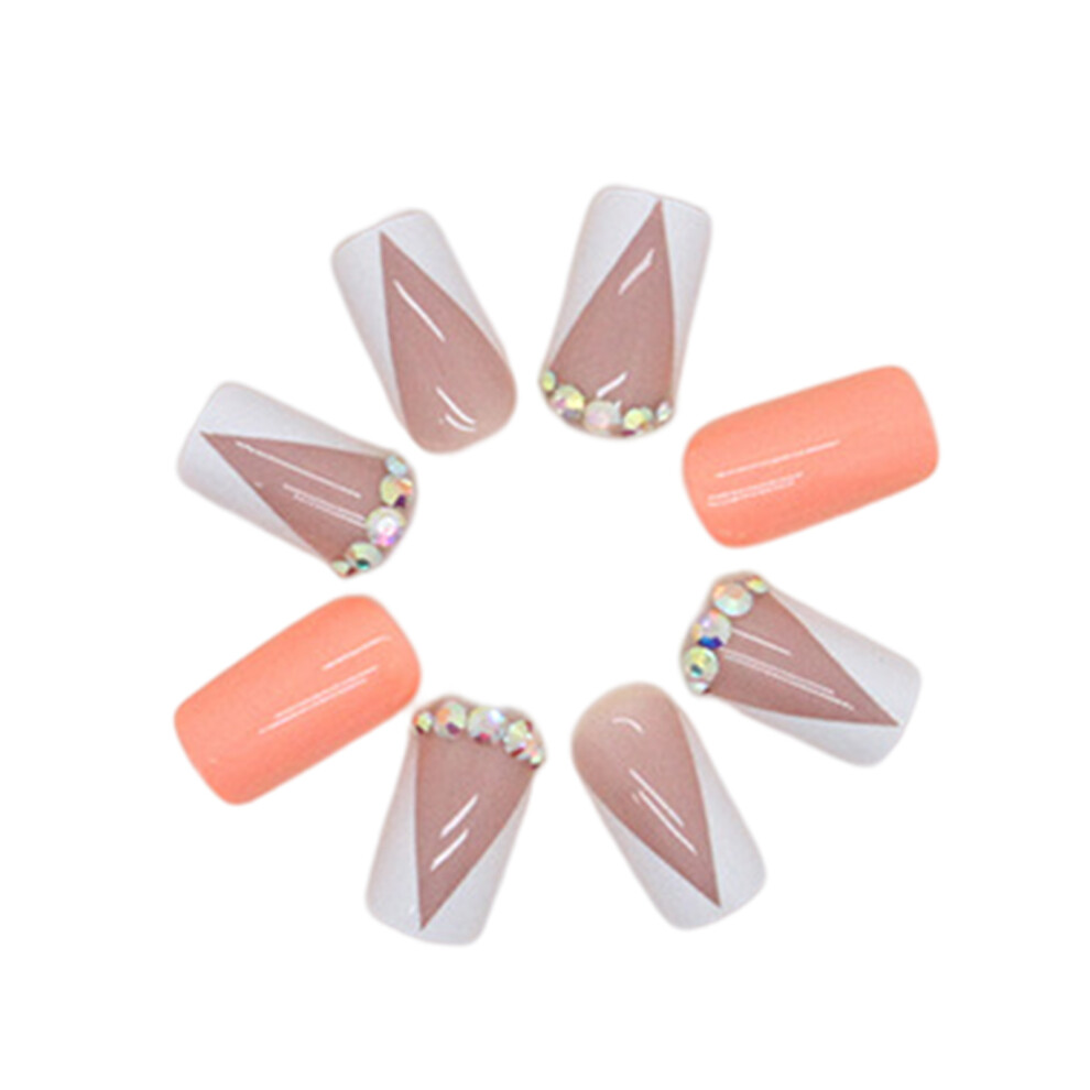 Roc-Electron (Jelly Glue Model) Flex Orange Fake Nails, Long-Lasting & Flexible