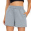 Women's  drawstring pocket athletic shorts,-Gray XXL 1
