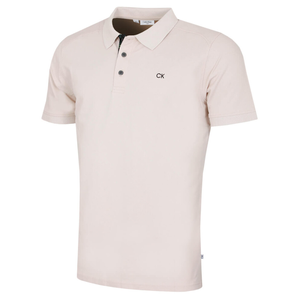 Calvin Klein (Xxxl, Stone Camo) Mens 2026 Campus 3 Button Ribbed Collar Golf Polo Shirt