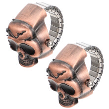 2St Stijlvolle Open-Lid Finger Watch En Ring in Donkerrood