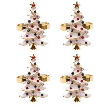 4St Kerst Servet Houder Wit Zinc Alloy Voor Restaurant