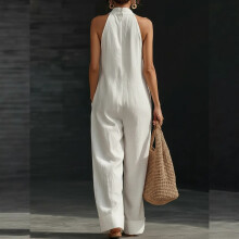Elegante jumpsuit voor dames, polyester, comfortabele-Zwarte S