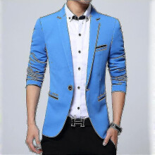 (M (45-55KG), sky blue) Brand Mens Casual Blazers Autumn Spring Fashion Slim Suit Jacket Men Blazer Masculino Clothing Vetement Homme M~5XL HF1415