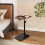 Living And Home 57-85cm Height Adjustable Side Table in Walnut, 360° Rotatable Tilt E1 MDF Top End Table with Black Iron Frame 1
