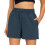 Women's  drawstring pocket athletic shorts, comfortable-Blue M 1