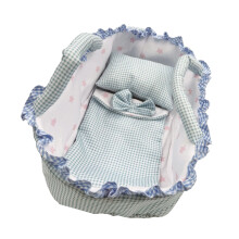 Draagbare poppenhangmatmand Poppenwieg met kussen-Blauwe plaids