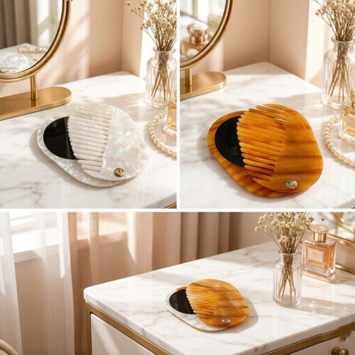 Strong Acetate Travel Mirror Offering Attached Comb For-8