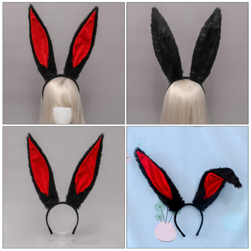 1Zwart Bunny Oor Hoofdband Accessoire 2