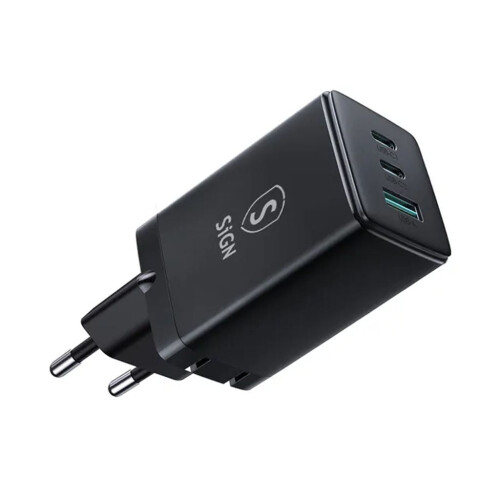 Rychlá nabíječka GaN Ultra 65W 2xUSB-C a 1xUSB-A - černá