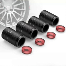 4Pcs Black Silver Car Tire Valve Stems Cap Knurling Style Tire Valve Cap Aluminum Tire Wheel Stem Air Valve Cap for US Schrader~00149