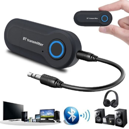 Bluetooth Transmitter, Wireless Bluetooth Adapter with 3.5mm Jack, AUX + USB Cable for Headphones and TV 2