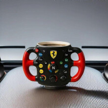(A) Formel 1 2025-ratt, 3D-kopp, teamratt, kopp i harts och rostfritt stål