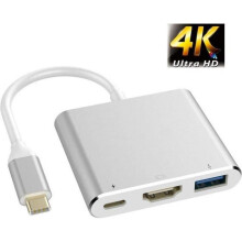 Adaptér USB-C 3 na 1 na HDMI 4K 30Hz + USB 3.0 (USB-A) - Multiport Plug & Play