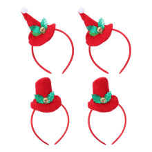 4Stk Weihnachts-Haarreifen Mit Mini-Hut Rot Für Fest & Bühne