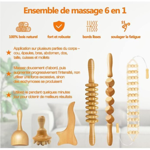 Massagekit - Träterapi - 6 delar - Anticelluliter - Lymfdränage - Naturträ 1