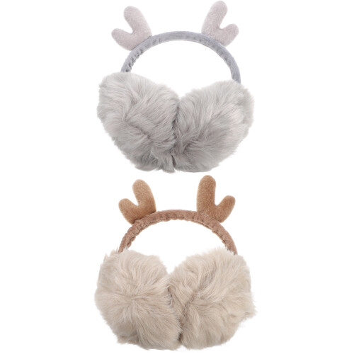 2Stk Winter Plüsch Ohrenschützer Mit Weihnachtsgeweih