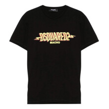 (L, Black) DSquared2 Mens Macho Logo Washed Cool Fit T-Shirt