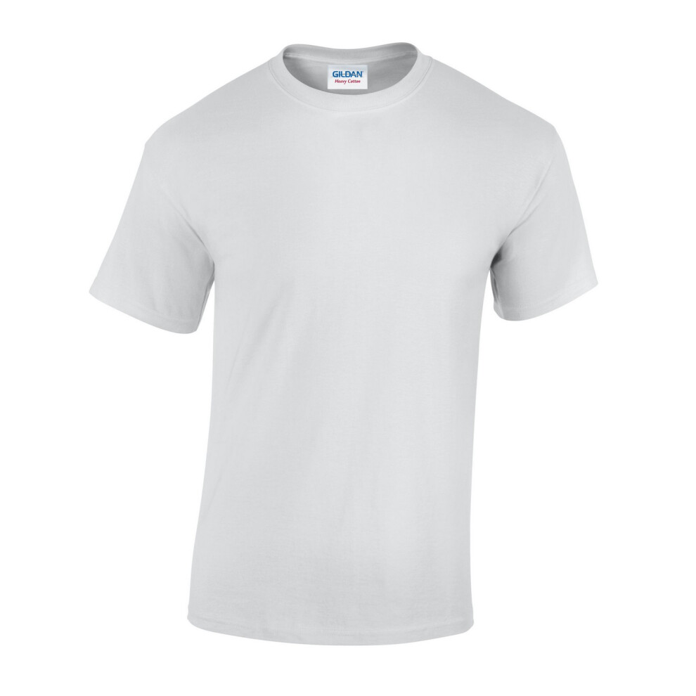 Gildan (L, White) Unisex Adult Heavy Cotton T-Shirt