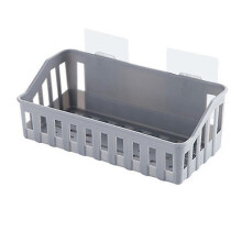 (Grey2) Bathroom Shelf 26*10*6cm Adhesive Storage Rack Hooks Kitchen Home Decoration Corner Shower Shelf Rack Storage Rack Accessories