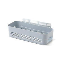 (Grey1) Bathroom Shelf 26*10*6cm Adhesive Storage Rack Hooks Kitchen Home Decoration Corner Shower Shelf Rack Storage Rack Accessories