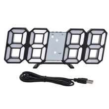 LED-veggklokke med justerbar lysstyrke, digital vekkerklokke, elektronisk tidsvisning, 12-timers 24-timers format, snooze og lydkontroll,