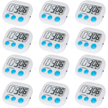 12-pakning digitale kjøkkentimere, høy alarm, minneinnstilling, uttrekkbart stativ og magnetisk bakside, multifunksjonell for matlaging, baking,