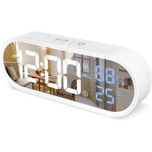 Vekkerklokke med stort display og stemmekontroll for hjemmekontor, 11 fargemoduser, justerbar lysstyrke, doble USB-porter og avtakbar base for