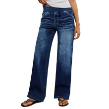 Damesjeans met wijde pijpen, stretchjeans,-Marineblauw L