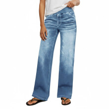 Women's wide-leg jeans, stretch jeans, elastic-Black S