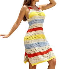 Elegant Beach Shirt Colorful Striped Sun-Rainbow strips M