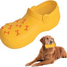 Squeaky Interactive Dog Toys, Latex Chew Dog Toy Slipper Shape, Indestructible Chew Toys for Small Medium Large Aggressive Chewers(Orange)