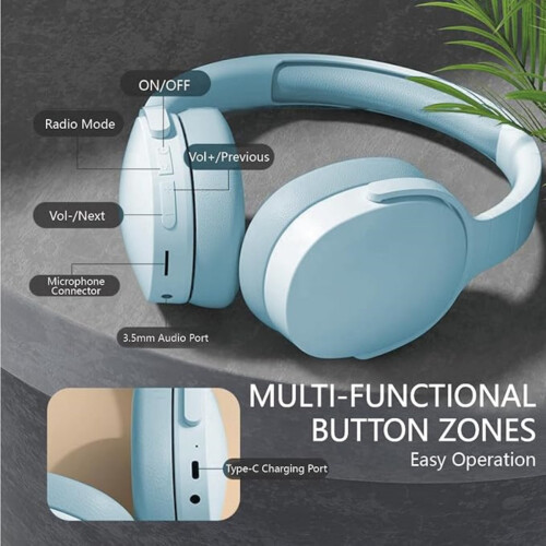 Ασύρματα ακουστικά Bluetooth Over Ear Ακουστικά με ακύρωση θορύβου Ακουστικά Over He 2