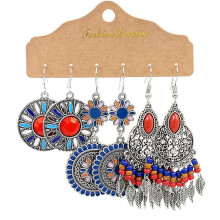 (20908-8) Vintage Ethnic Alloy Drop Earrings For Women Boho Geometry Fanshaped H