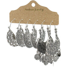 (20908-9) Vintage Ethnic Alloy Drop Earrings For Women Boho Geometry Fanshaped H
