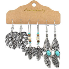 (20991-8) Vintage Ethnic Alloy Drop Earrings For Women Boho Geometry Fanshaped H