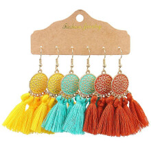 (21020-1) Vintage Ethnic Alloy Drop Earrings For Women Boho Geometry Fanshaped H