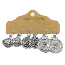 (20909-1) Vintage Ethnic Alloy Drop Earrings For Women Boho Geometry Fanshaped H