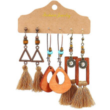 (20908-19) Vintage Ethnic Alloy Drop Earrings For Women Boho Geometry Fanshaped H