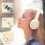 Λευκά ασύρματα ακουστικά Bluetooth, πτυσσόμενα ακουστικά πάνω από τα αυτιά, στ 3