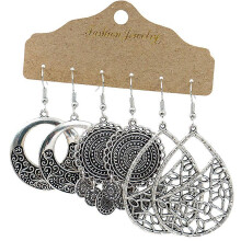 (20937-5) Vintage Ethnic Alloy Drop Earrings For Women Boho Geometry Fanshaped H