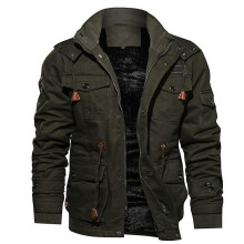 (M, Beige) Men's Winter Jacket Jacket Thickened Heating Puppet Coat