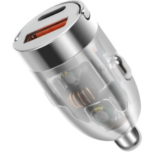 Nieuwe onzichtbare autolader 100W supersnel opladen voor de sigarettenaansteker in de auto, PD-converter van 1 naar 2.