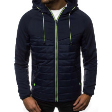 (XXL, Black) Winter New Men Solid Color Parkas Quality Mens Stand Collar Warm Thi