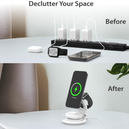 Three-in-one wireless charging 15W magnetic charger Magsafe rotatable folding desktop wireless charger 2