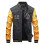 (M, yellow) Autumn Winter Men's Leather Baseball Uniform 1