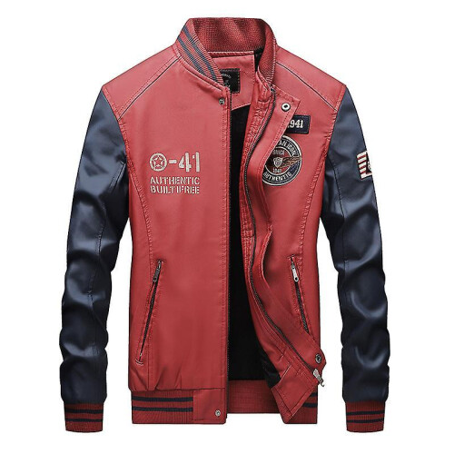 (XL, White) Autumn Winter Men's Leather Baseball Uniform 1